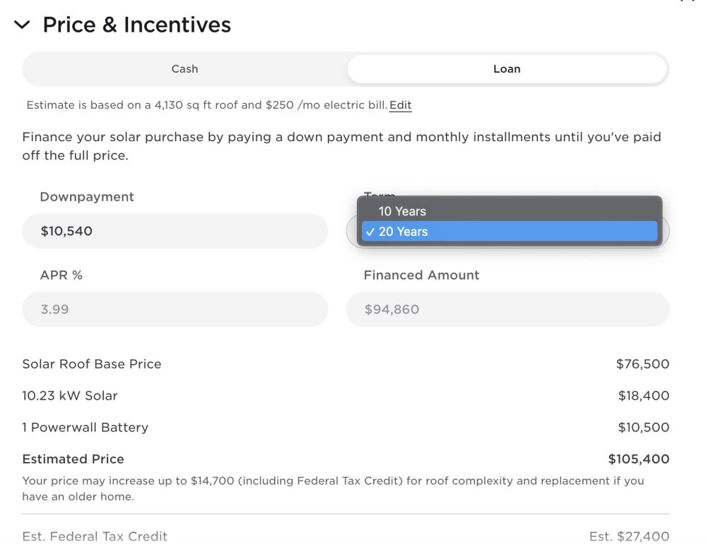 Price and incentives of Tesla Solar Roof