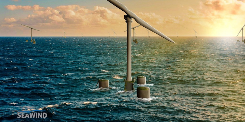 These unique two-bladed floating wind turbines will be deployed by