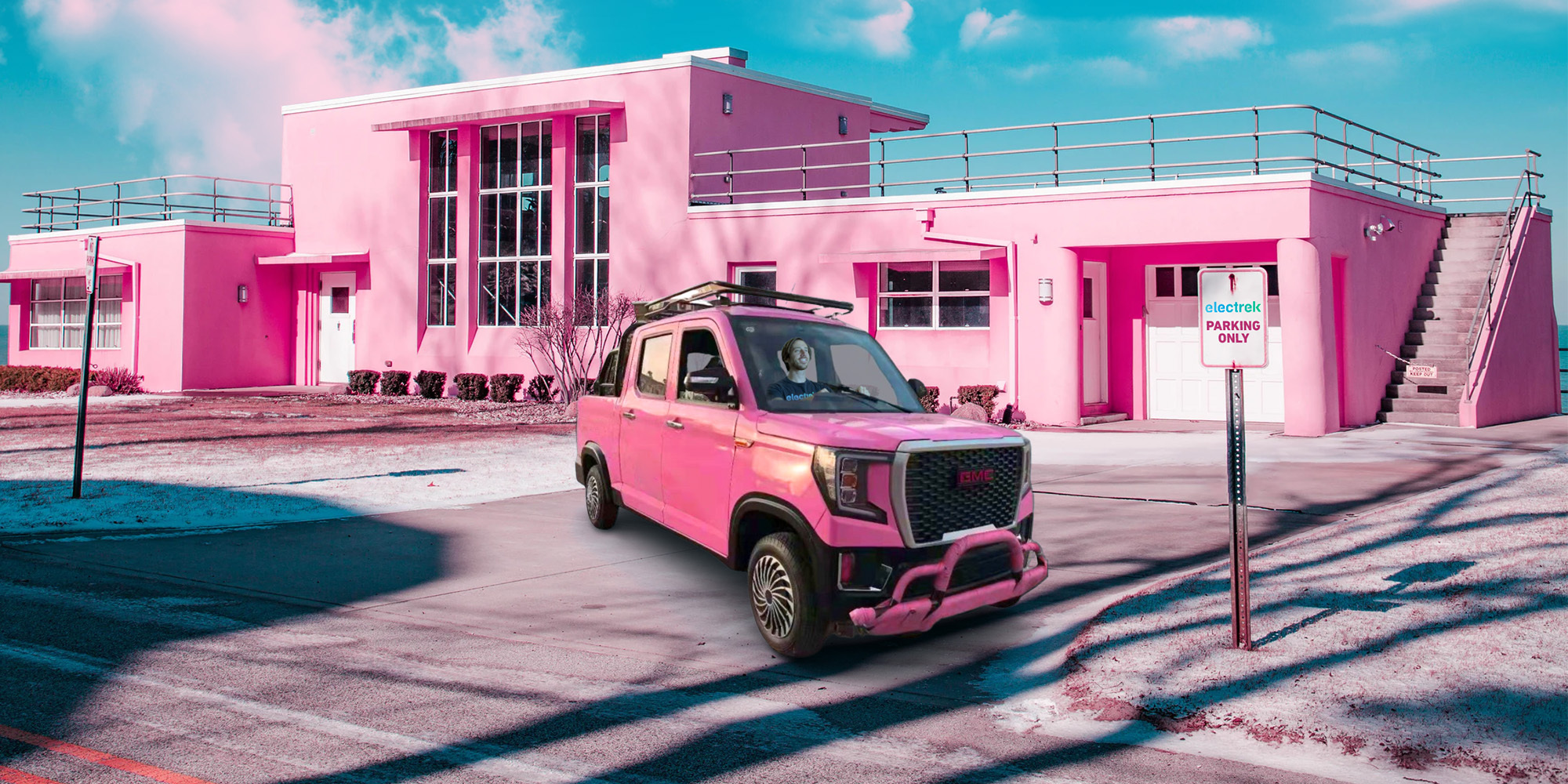 pink electric truck