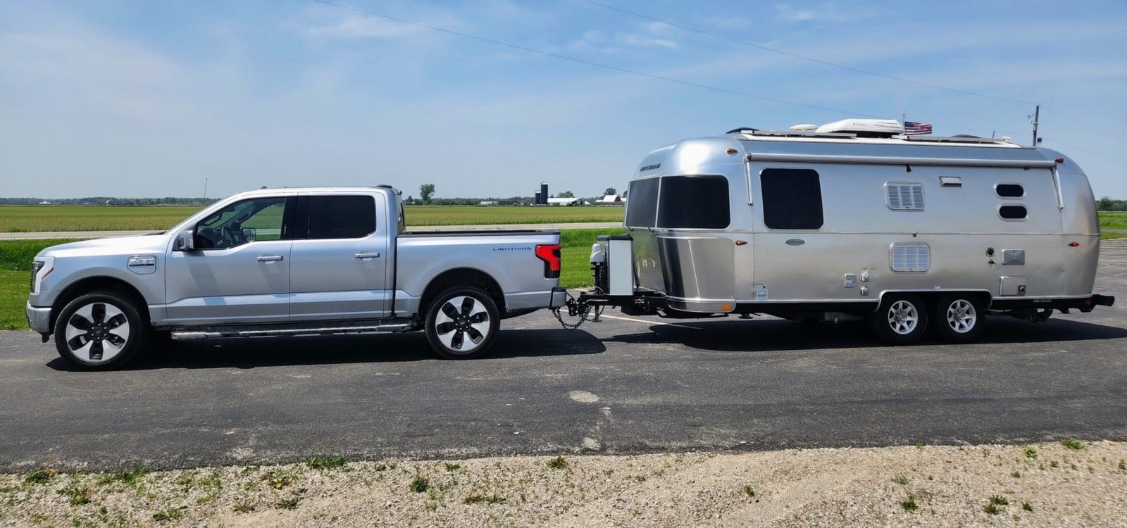 Ford F-150 Lightning tow test airstream