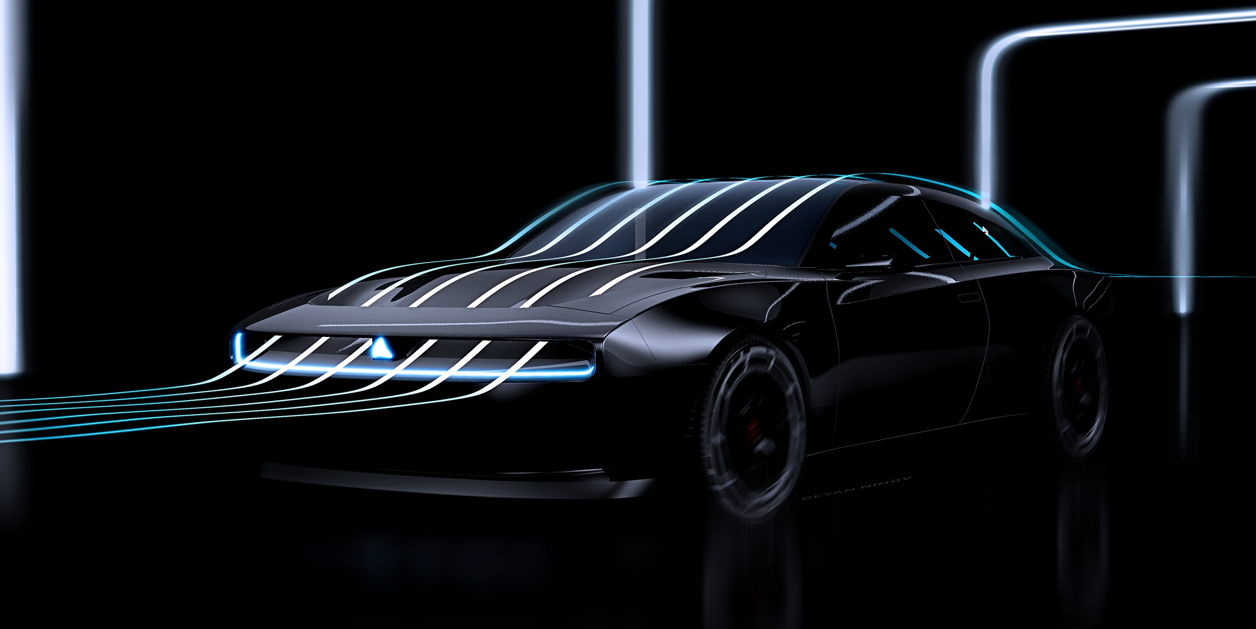 электрический банши Dodge Charger Daytona srt concept r-wing аэродинамика