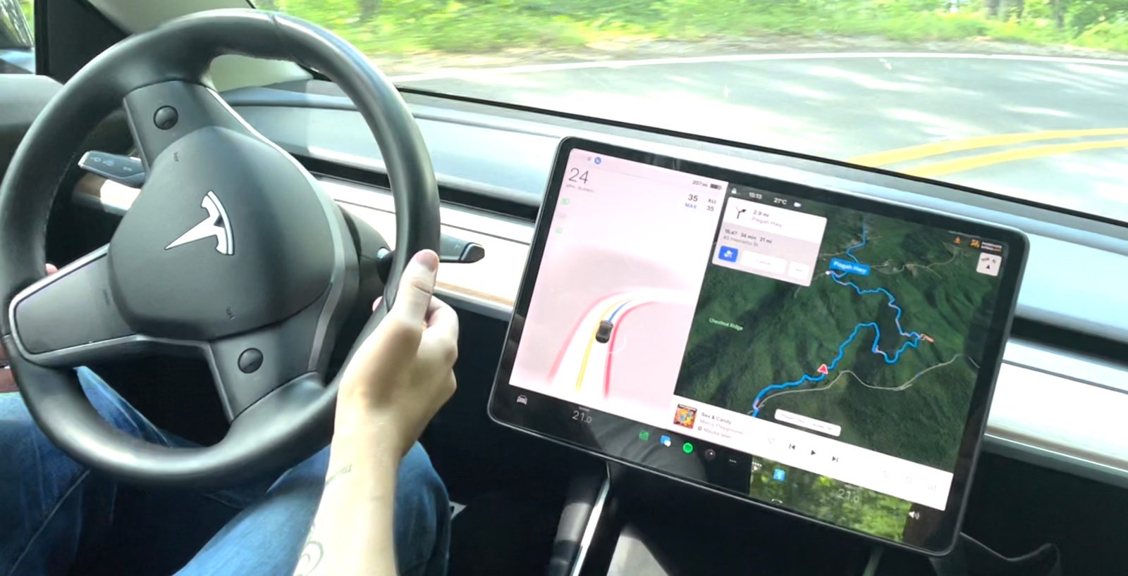 Tesla Full Sefl-Driving Beta Blue Ridge Mountain Test