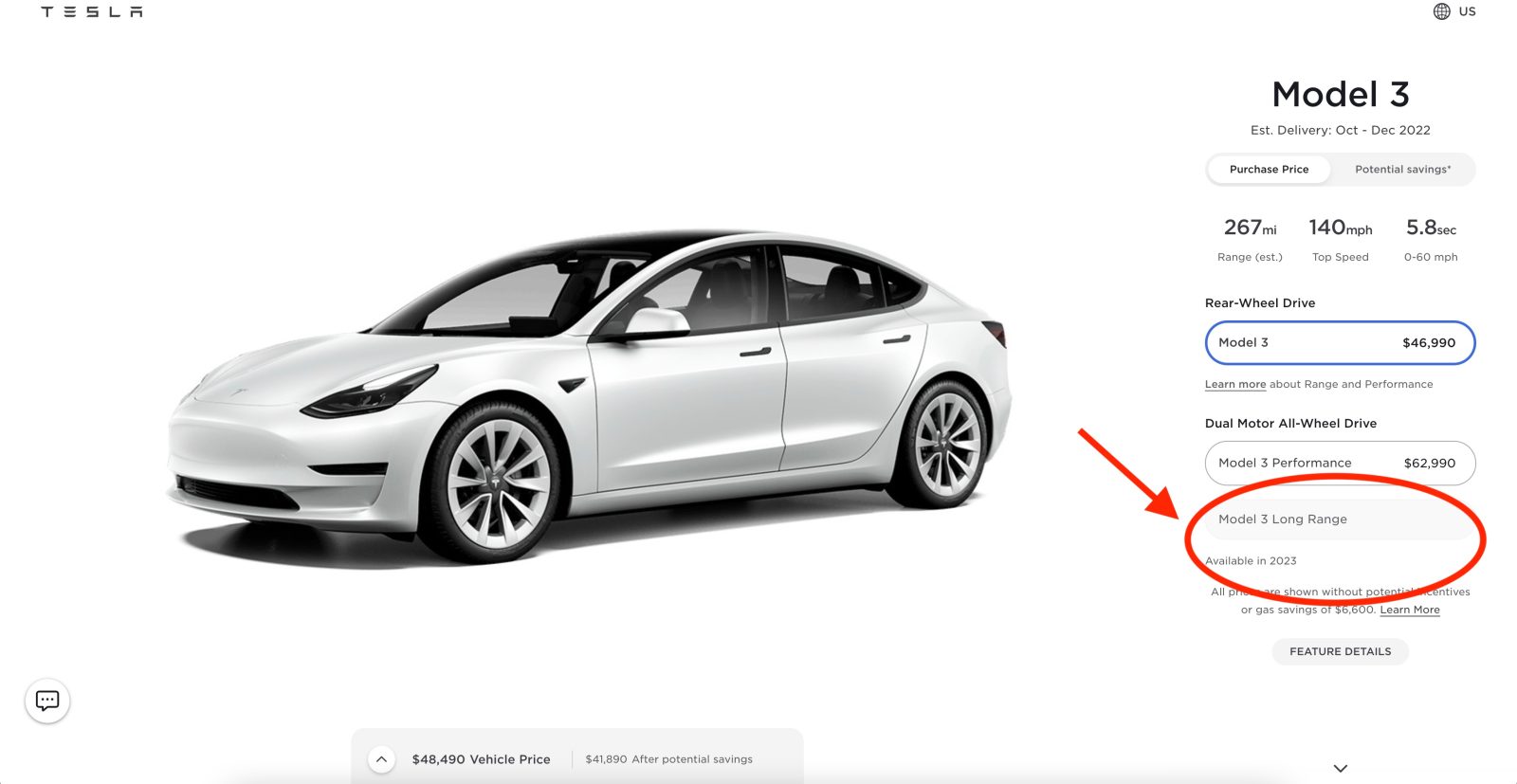 Tesla Model 3 Long Range order stop