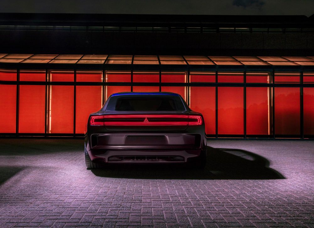 Both the front and rear lighting of the Dodge Charger Daytona SRT Concept feature a full width design centered by a 3D illuminated Fratzog badge.