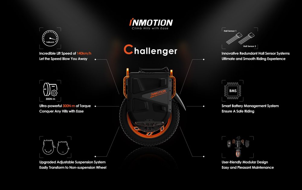 Specs and features of the InMotion v13 Challenger