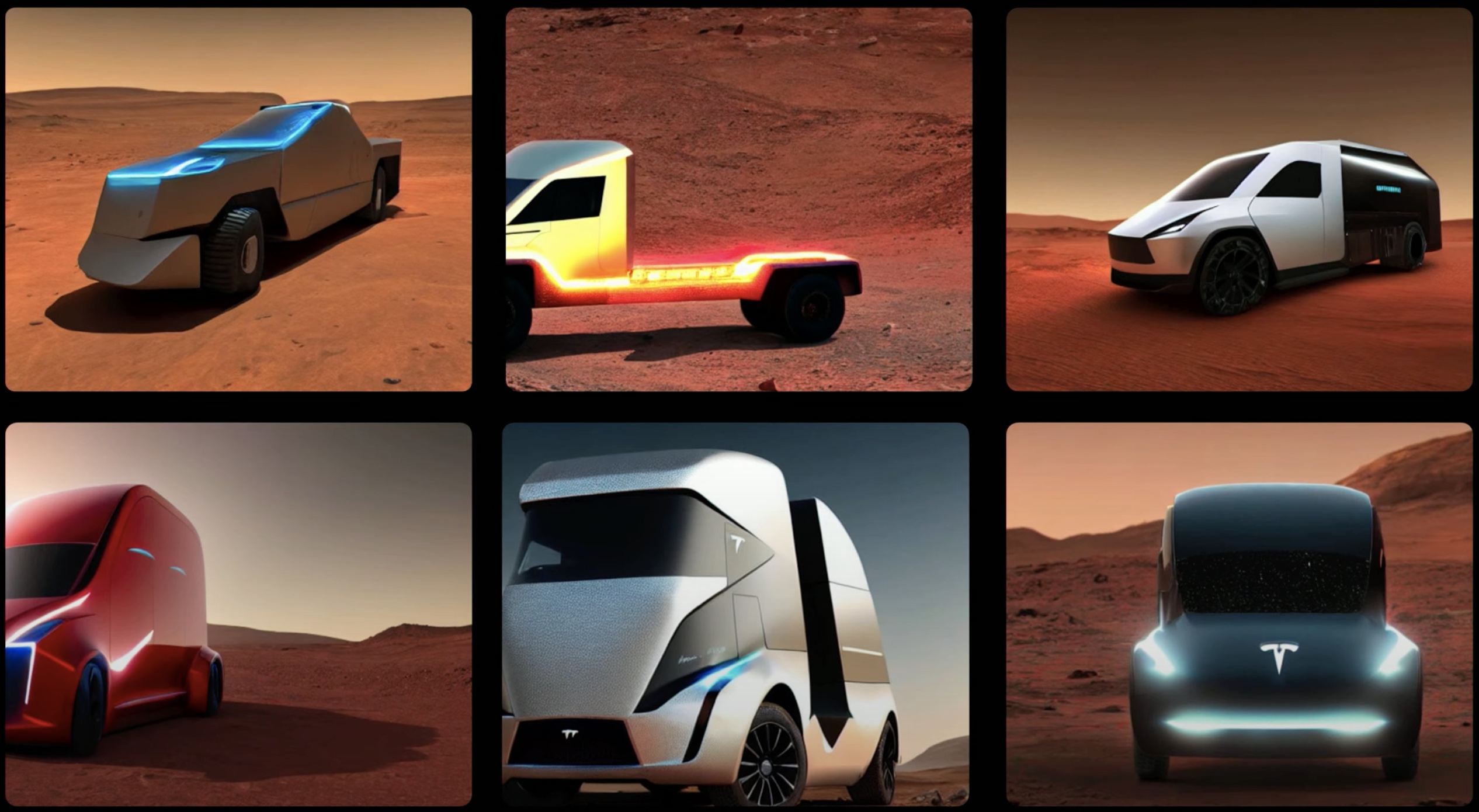 Tesla unveils 'Cybertruck on Mars' designs generated by its AI