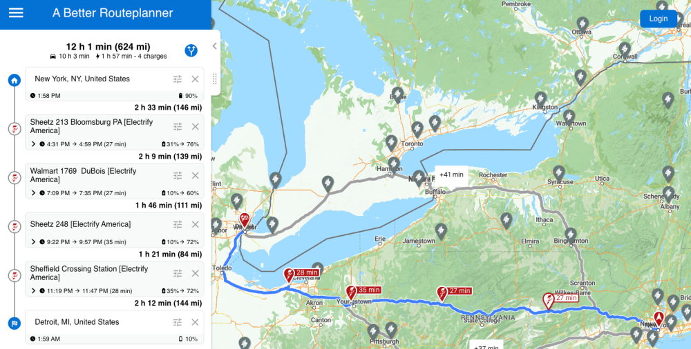 Ev trip online planner chevy bolt