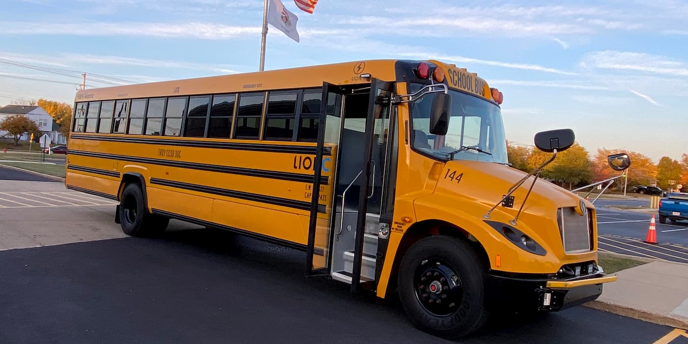 First Lion Electric School Bus Made In US At Joliet Factory