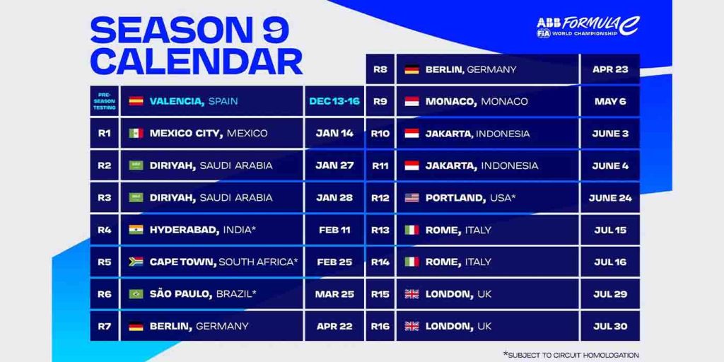 Formula e schedule