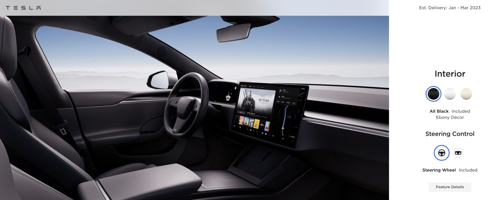 Tesla Model S round steering wheel option hero