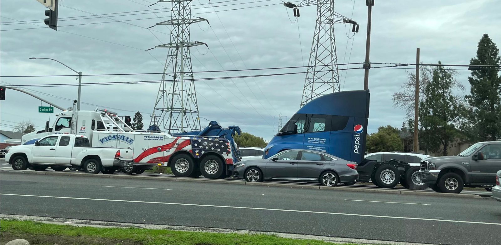 Tesla Semi being towed