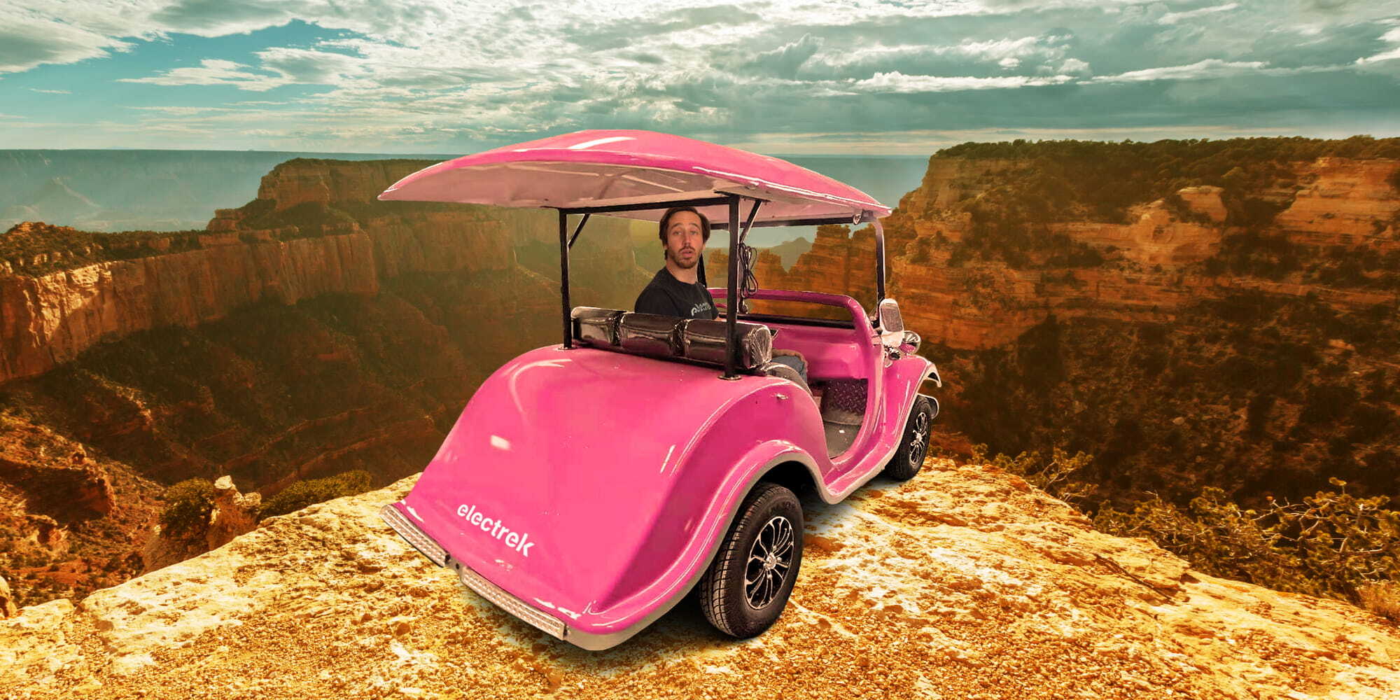 pink mercedes golf cart