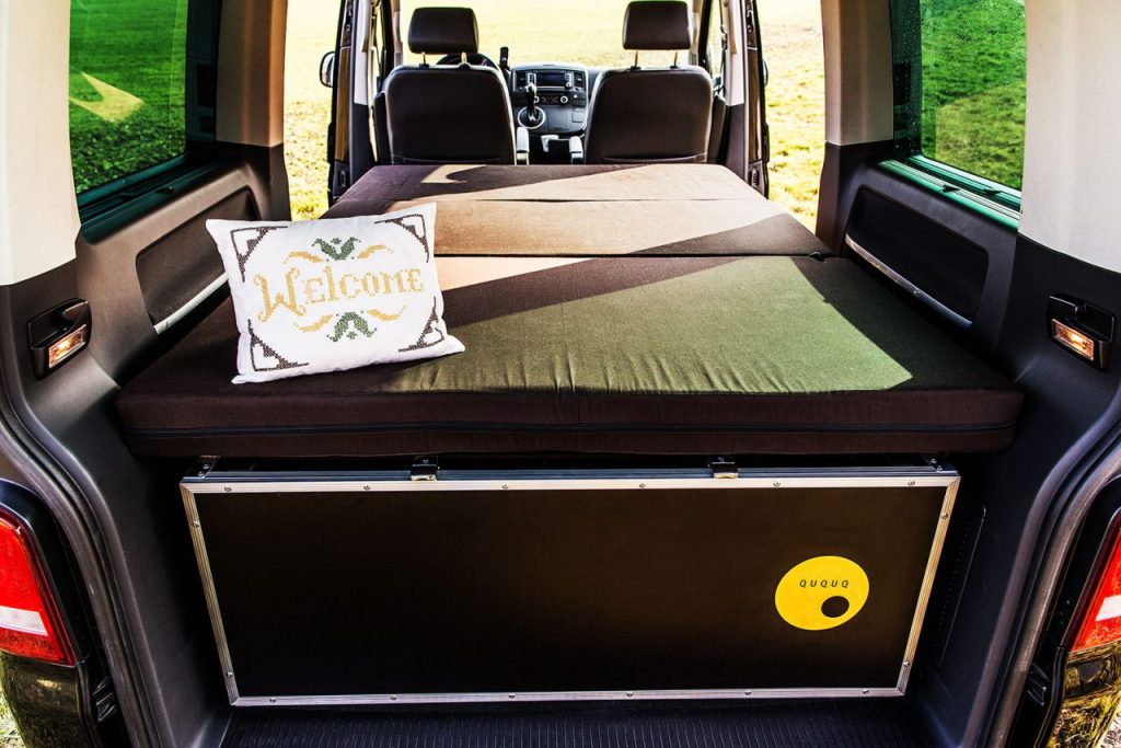 Tiny VW ID. Buzz e-camper lives large with queen bed and flex kitchen