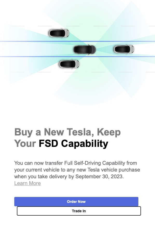 Tesla FSD transfer email - Auto Recent