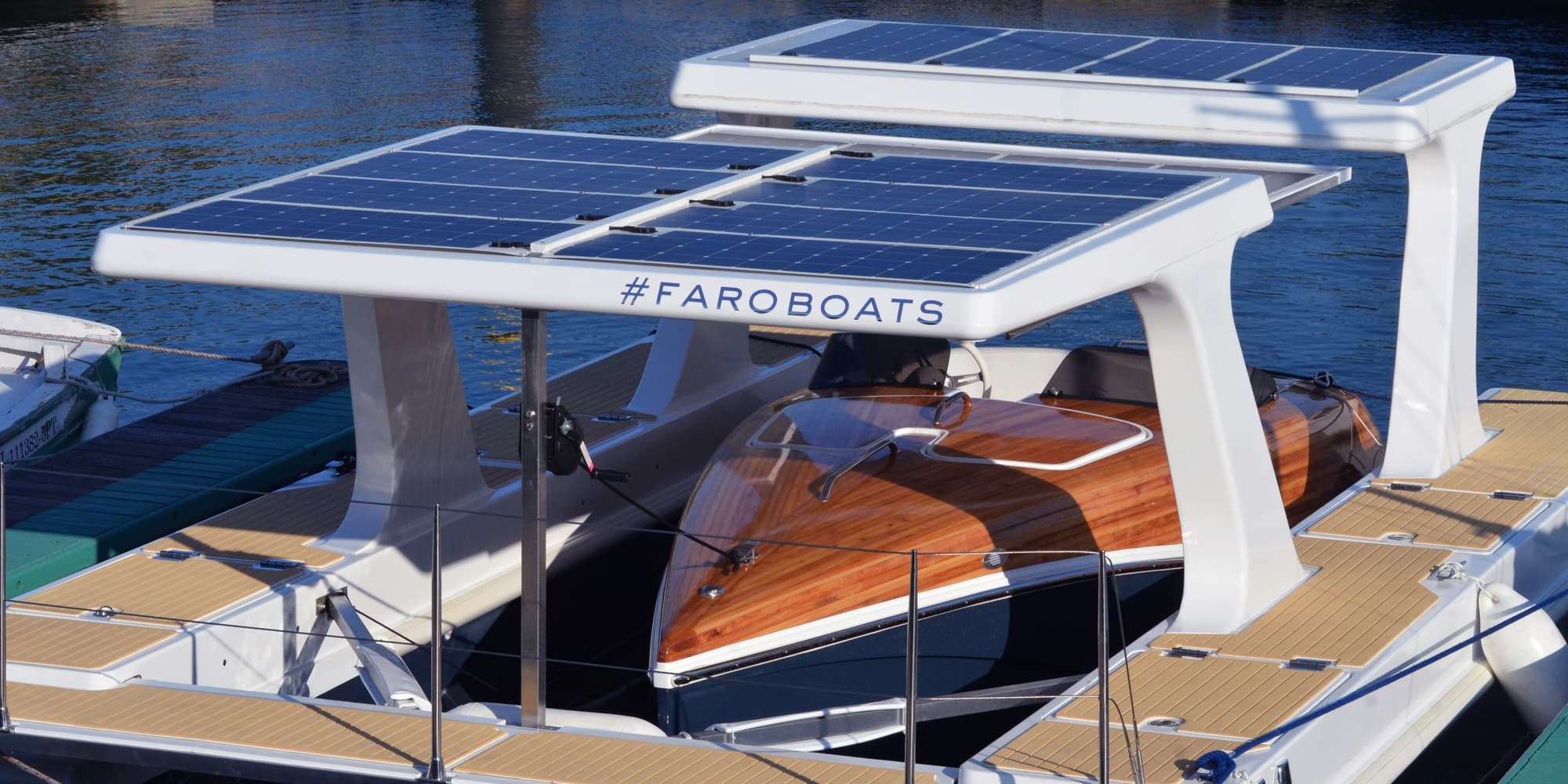 The floating solar PowerDock can recharge electric boats off-grid