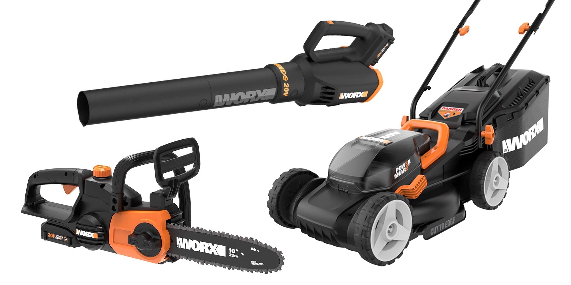 WORX electric mowers string trimmers and leaf blowers start from