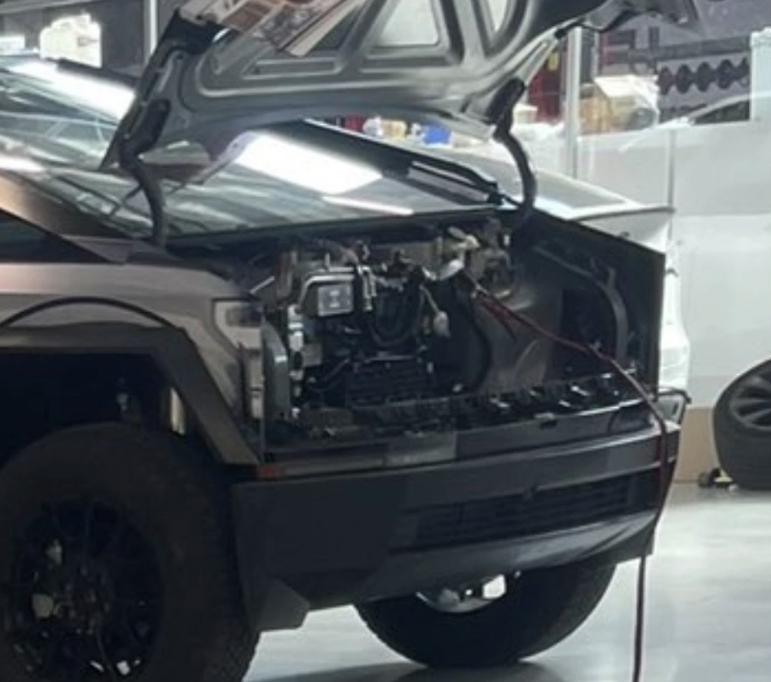 Tesla Cybertruck's small frunk revealed in leaked video | Electrek