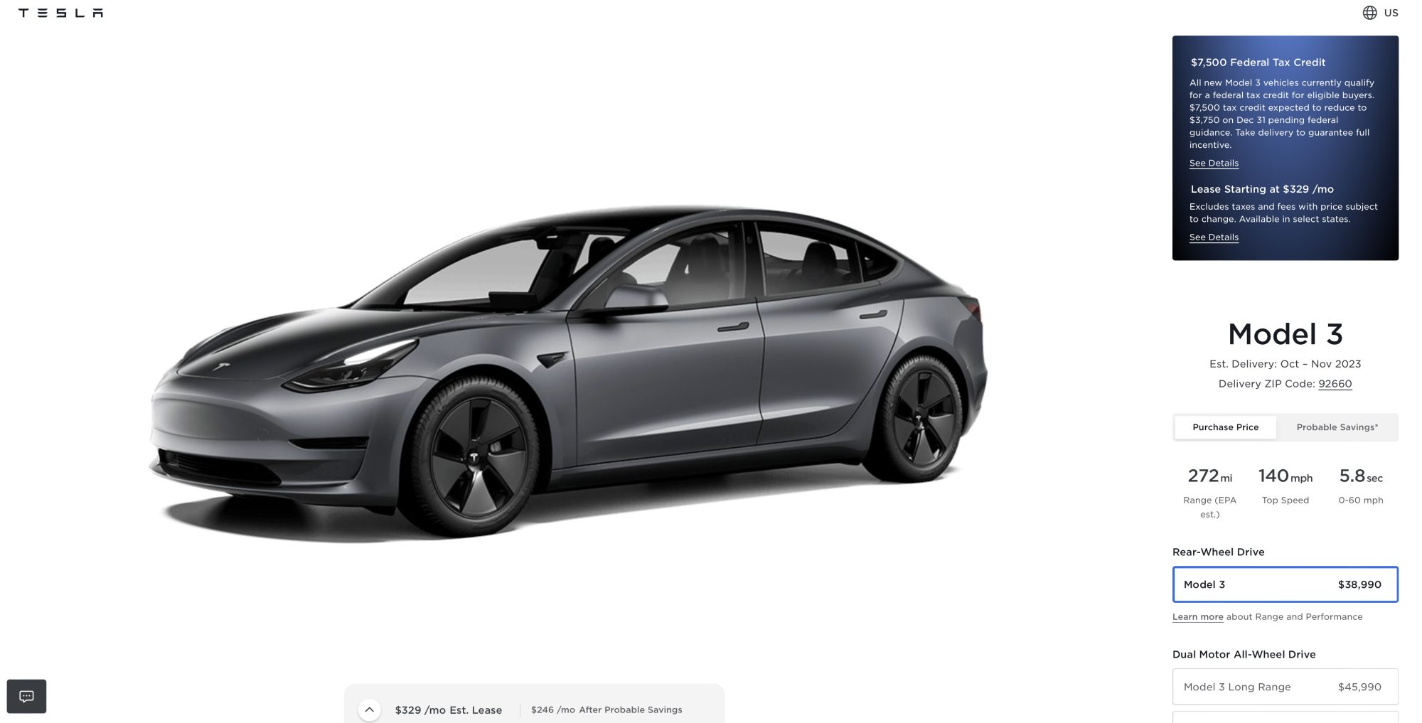 2024 Tesla Model 3 Highland Lease Has Same Price At $329/mo