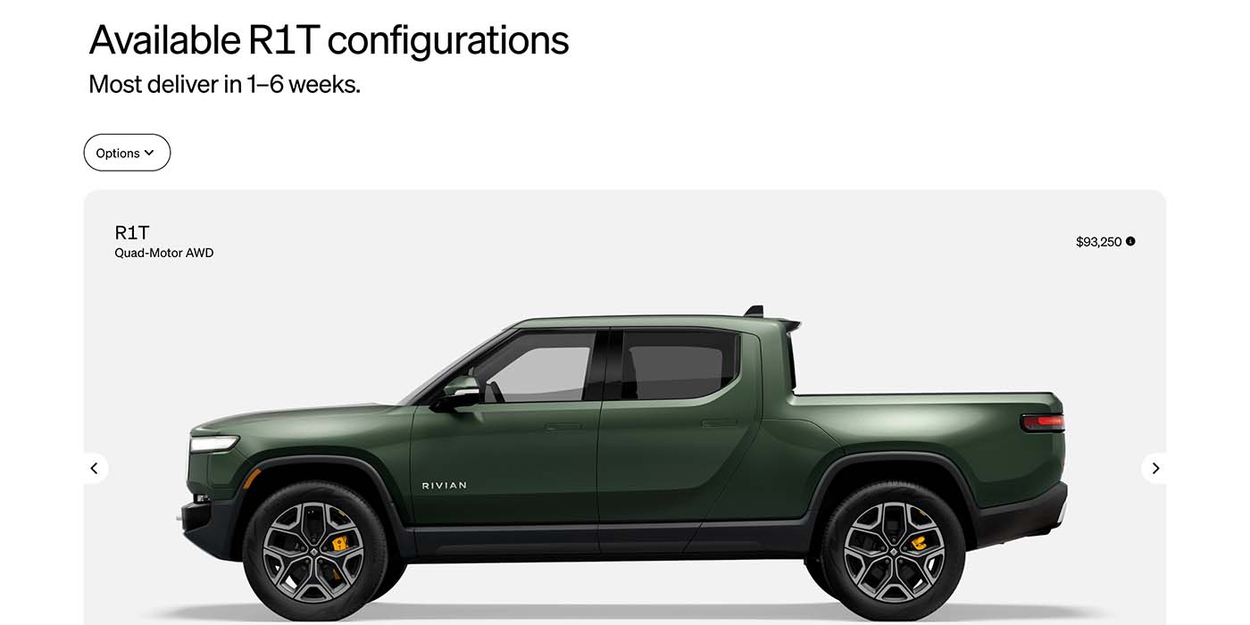 Rivian pulls the first order lever for the R1T, offering $2K in credit and charger