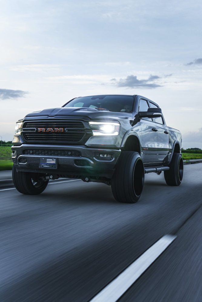 ram pickup truck on road