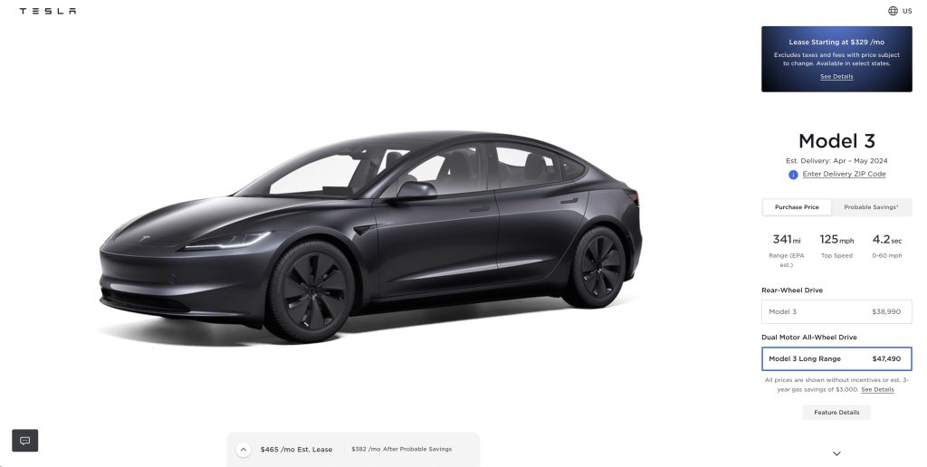 Tesla increases Model 3 price, now costs as much as Model Y