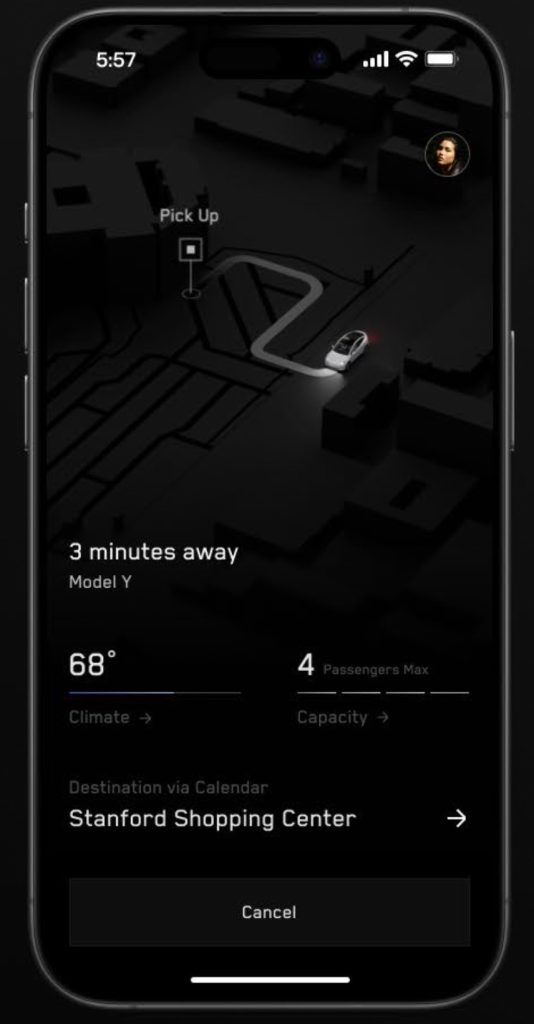 Tesla ride-hailing app