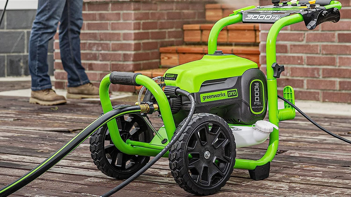 Greenworks Pro 3000 PSI electric pressure washer within post for Lectric Christmas in July e-bike sale