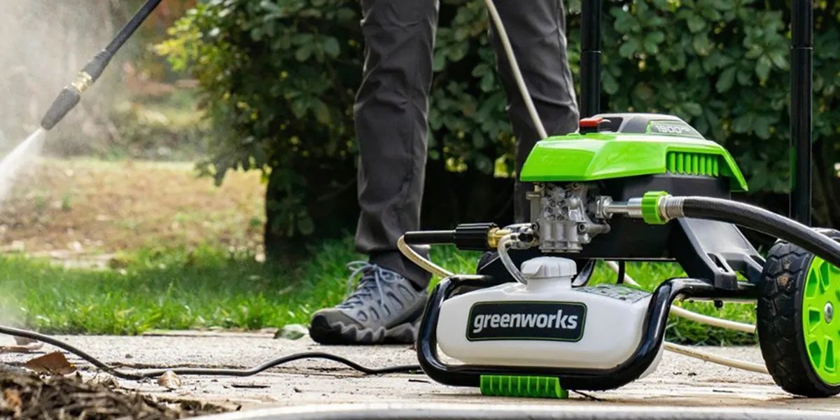 Greenworks GW1900 Electric Pressure Washer within post for Lectric XPeak e-bike