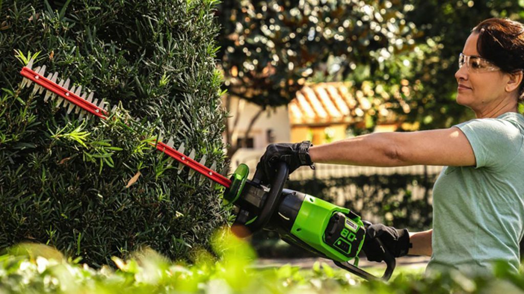 Greenworks 80V 26-inch cordless electric hedge trimmer within post for Rad Power summer sale