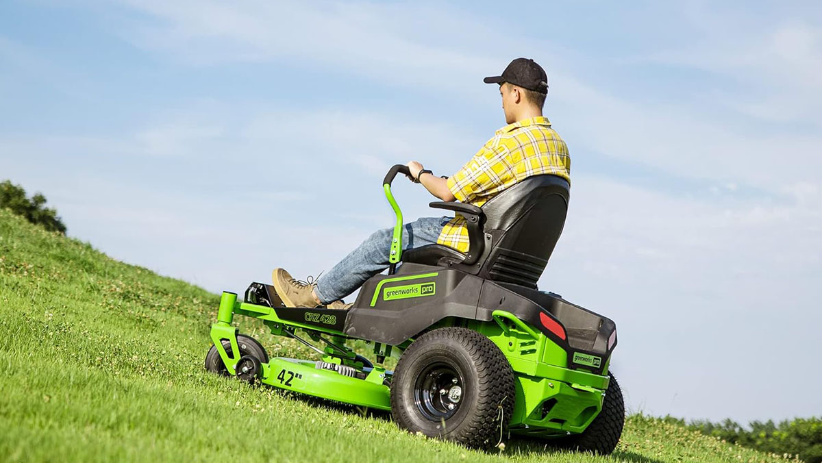 Greenworks 80V 42-inch CrossoverZ cordless electric Zero-Turn Riding Mower within post for Segway Navimow H Series robot mowers