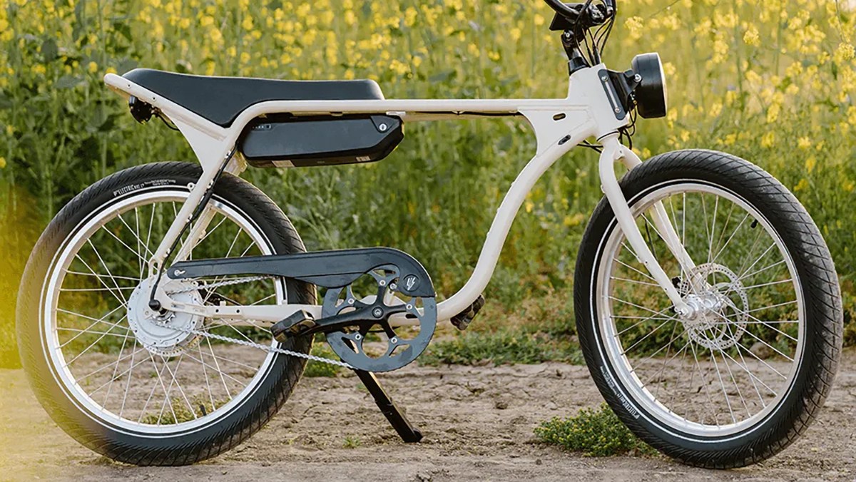 Electric Bike Co. Model J e-bike within post for MOD Groove 1 Utility e-bike 