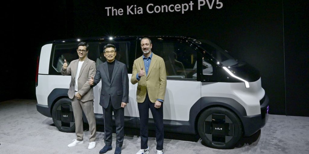 Kia's first electric PV5 van caught testing with VW ID.Buzz-like design ...