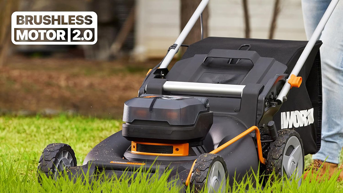 Worx Nitro 40V 21-inch Push Lawn Mower within post for Lectric e-bike