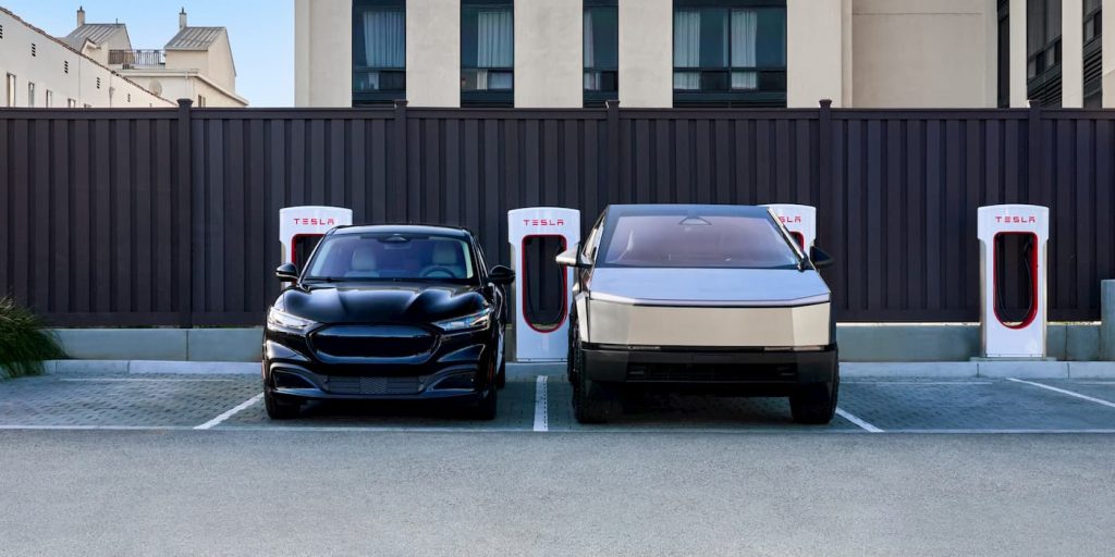 Ford-Mustang-Mach-E-Tesla-Cybertruck-Supercharger