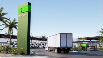 electric truck charging stop