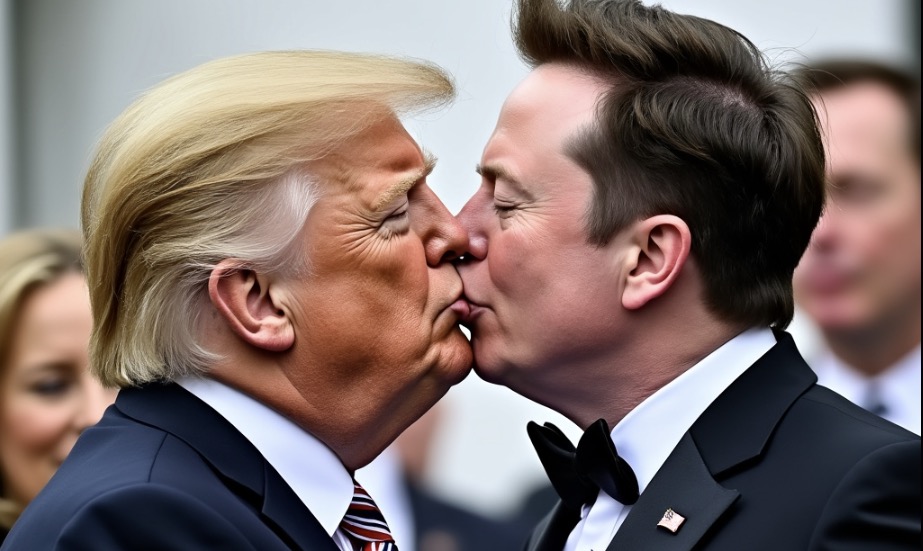 Donald Trump Elon Musk kissing