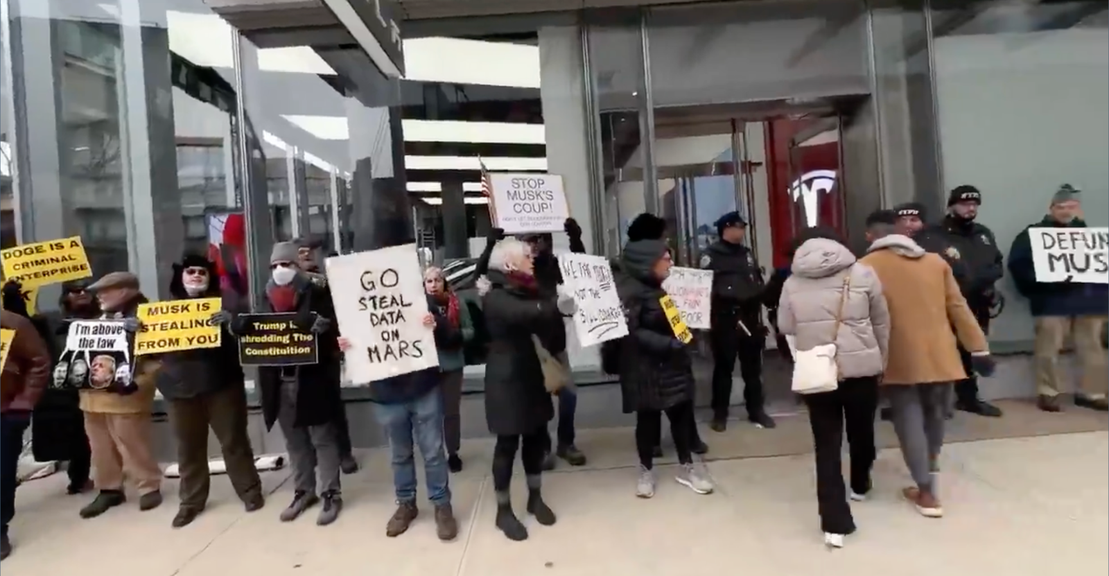 Tesla Protest NYC