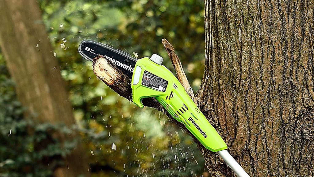 Greenworks 24V pole saw and pole hedge trimmer combo