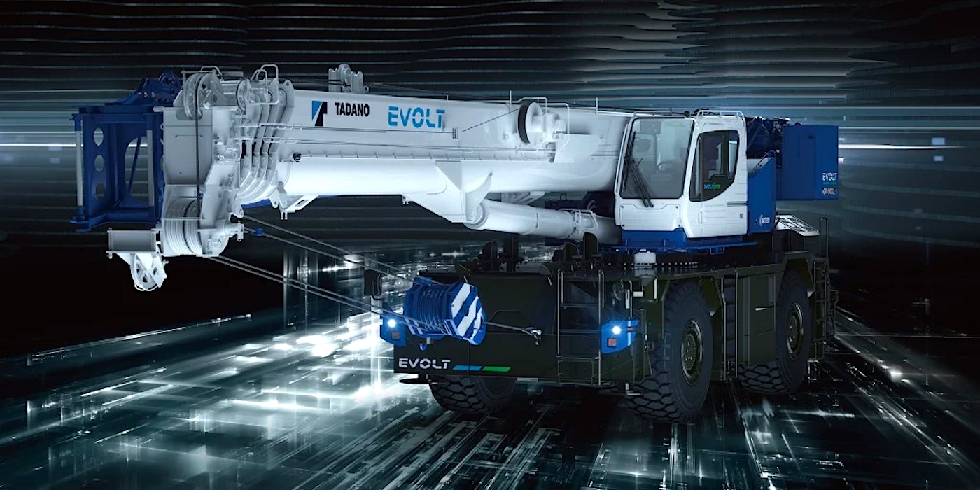 Tadano's 100-ton electric rough-terrain crane delivers the same capability as the diesel model