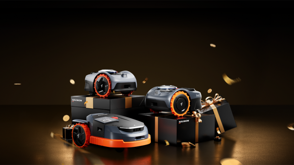 Black Friday banner with Segway Navimow robotic lawn mowers