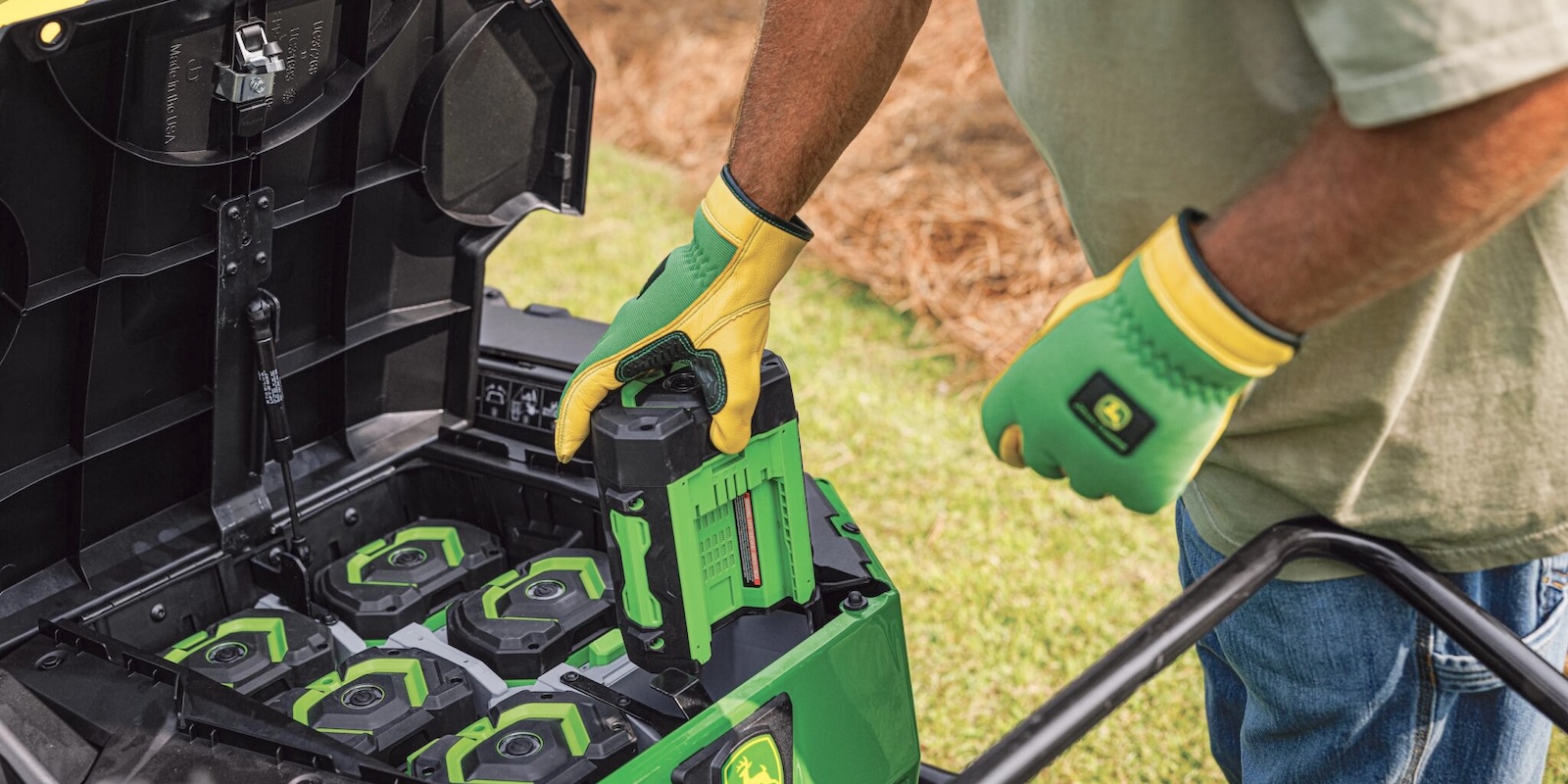 John Deere electric mower gets removable batteries from EGO