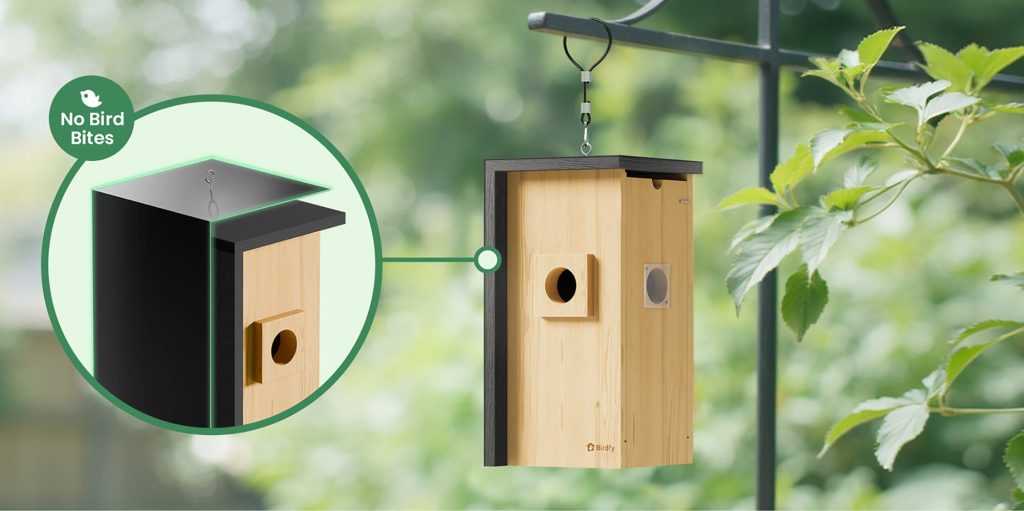 Birdfy smart wooden bird house with camera