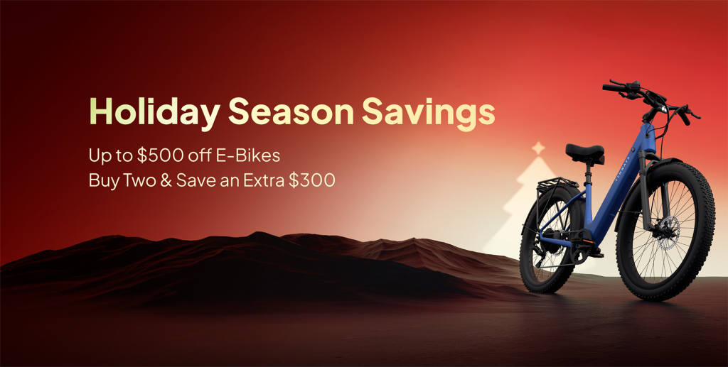 Tenways Holiday Season Sale promo banner with Wayfarer e-bike