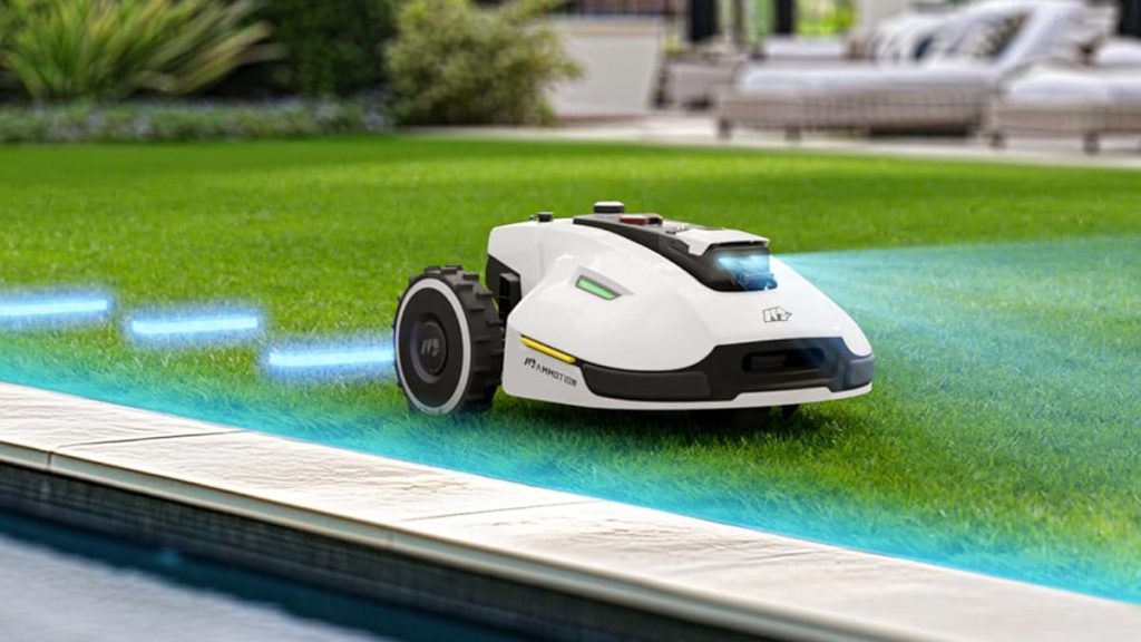 Mammotion robot lawn mower mowing grass