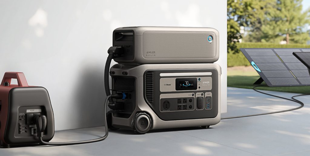 anker solix F3000 power station with expansion battery outside