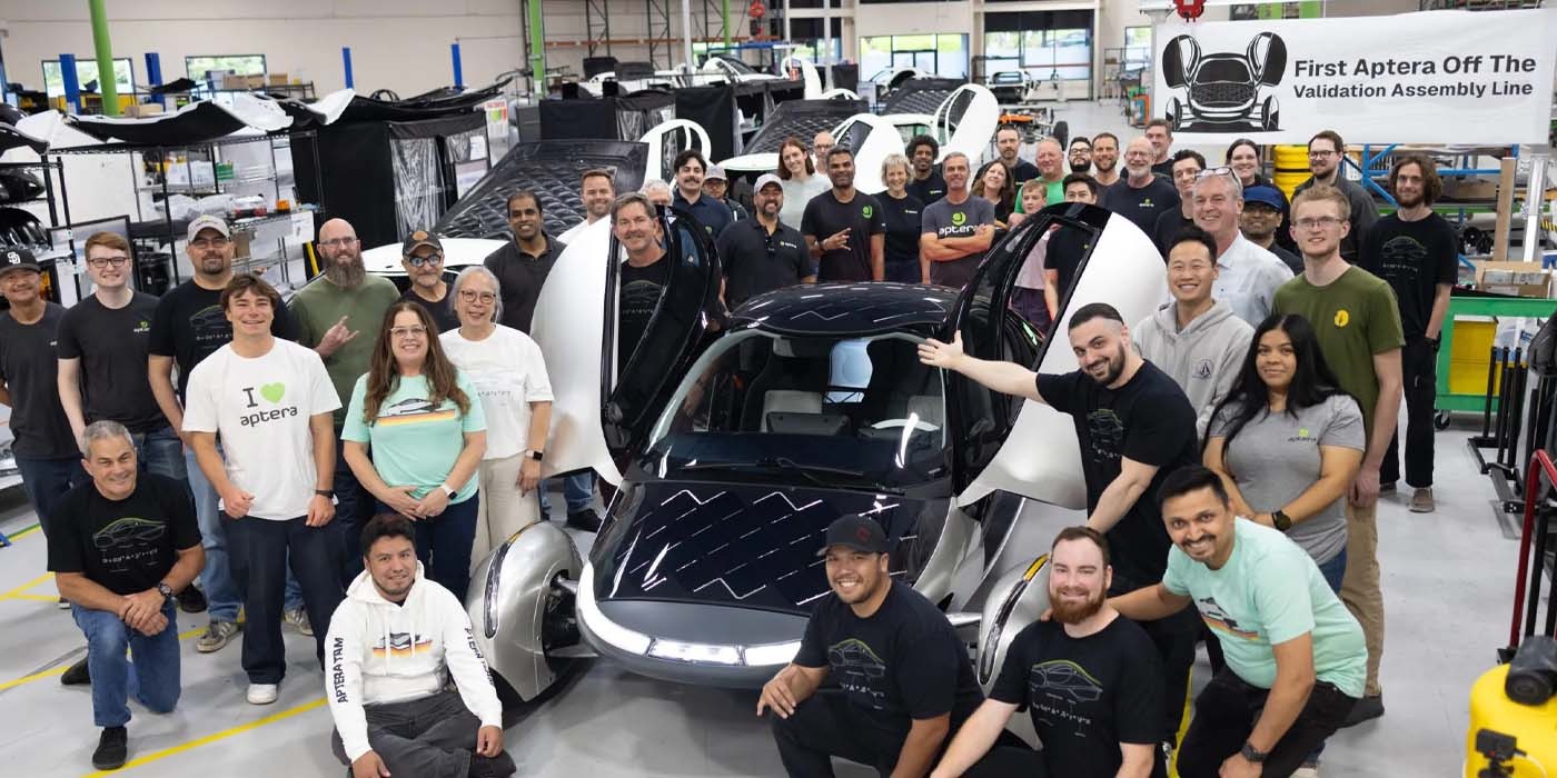 Aptera (SEV) builds first Solar EV on its validation assembly line