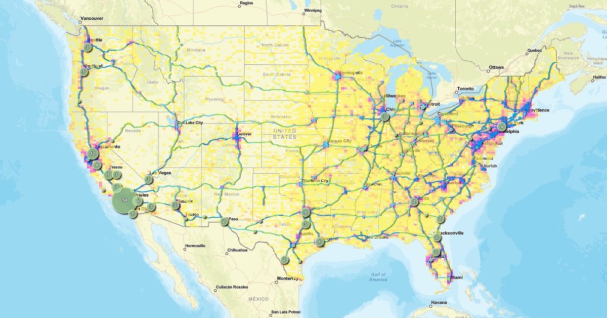 This new map shows where electric truck charging is scaling