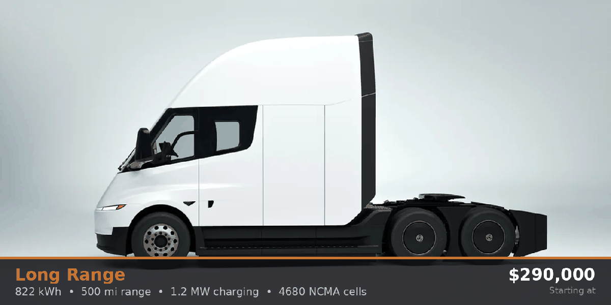 CARB Confirms Tesla Semi at 822 kWh, 500-Mile Range