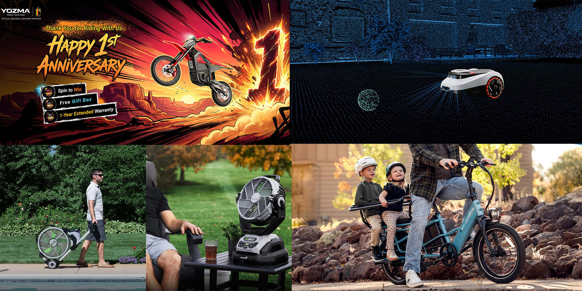 Yozma IN 10 + IN 10 Pro electric dirt bikes with up to $1,043+ exclusive savings, Lectric Father’s Day e-bike Sale, Segway Navimow, more