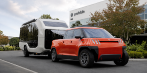 Telo truck pulls pebble trailer